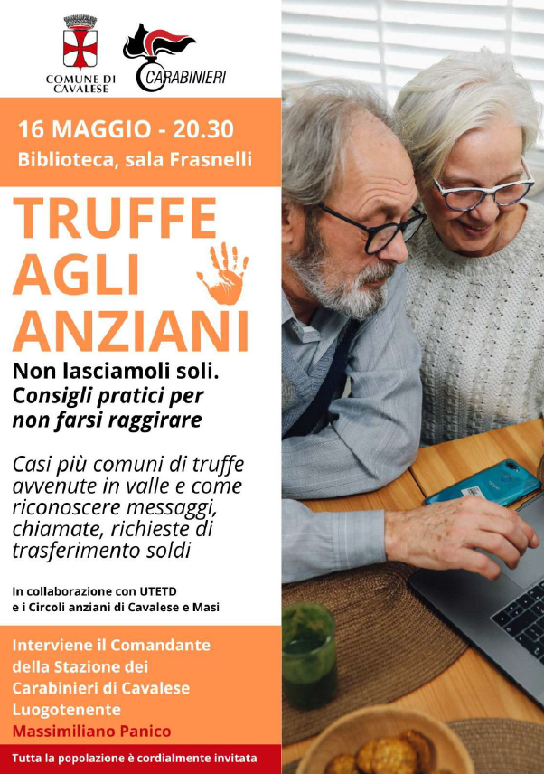Truffe agli anziani, non lasciamoli soli – 16 maggio ore 20:30