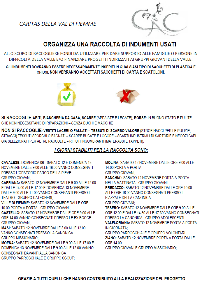 RACCOLTA DI INDUMENTI USATI