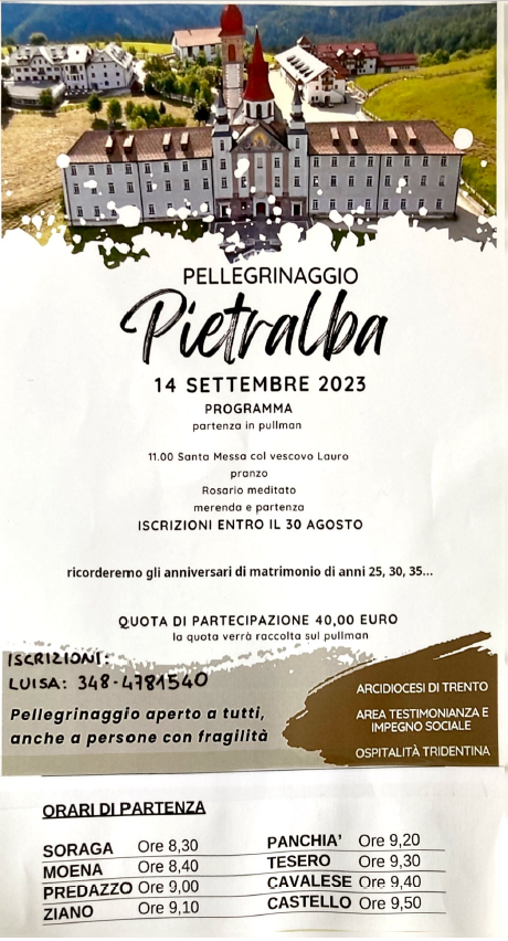 Pellegrinaggio Pietralba – 14 settembre 2023