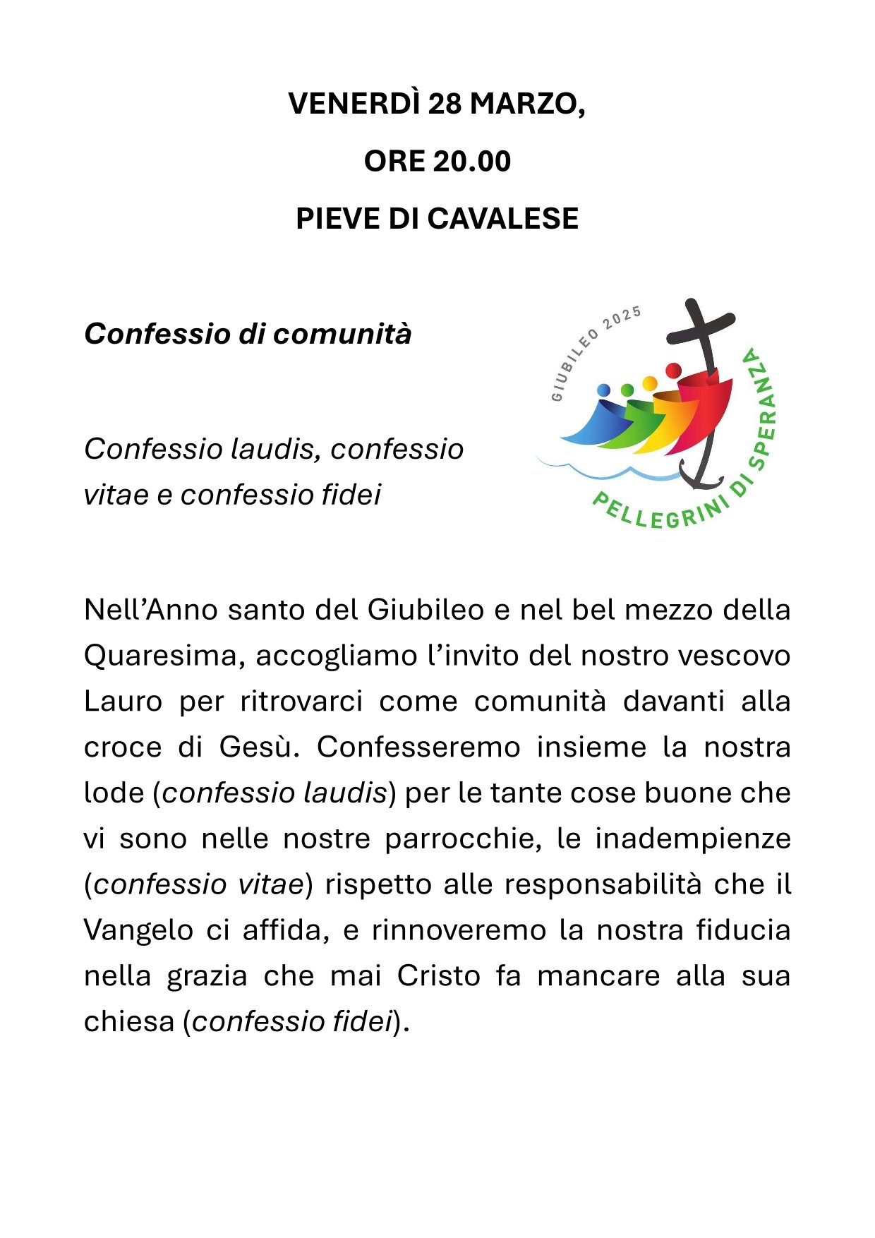 CONFESSIO DI COMUNITA’