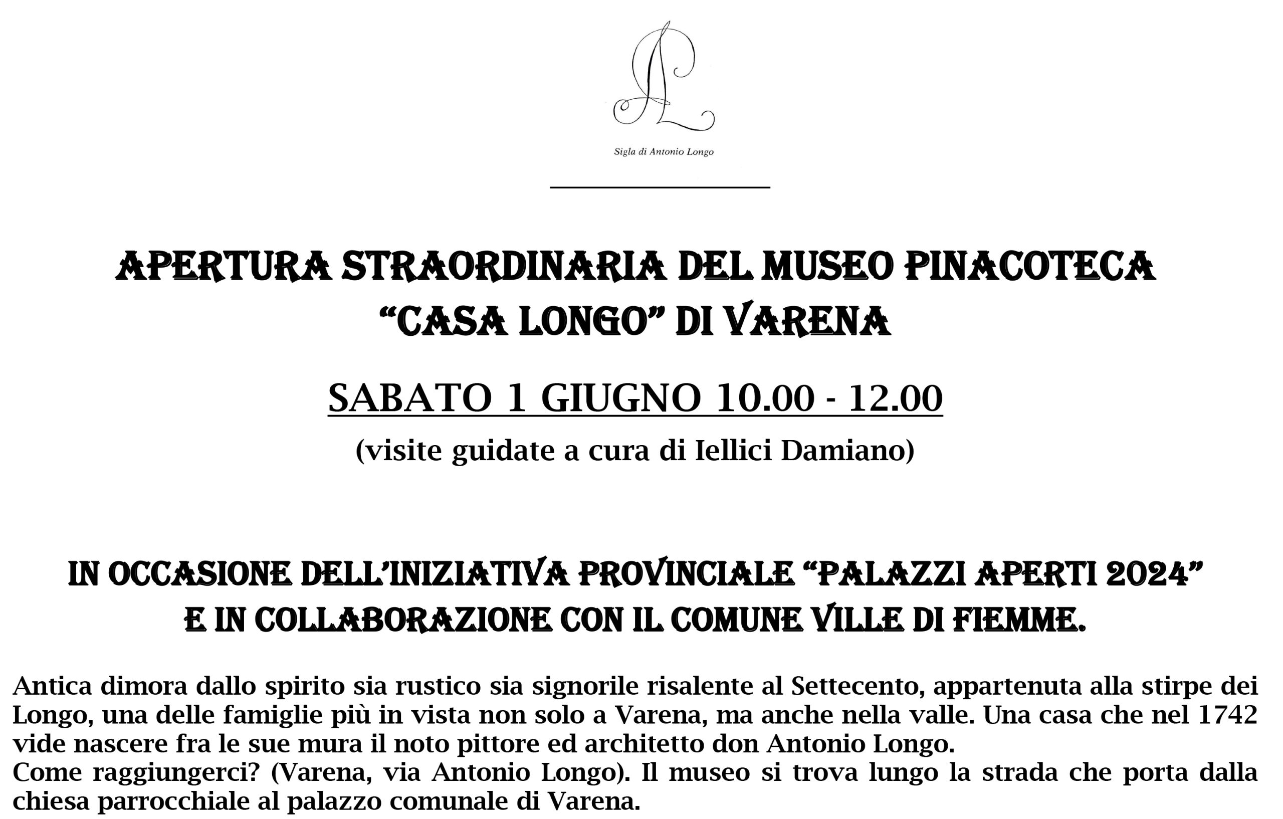 Apertura straordinaria del museo pinacoteca “Casa Longo” di Varena