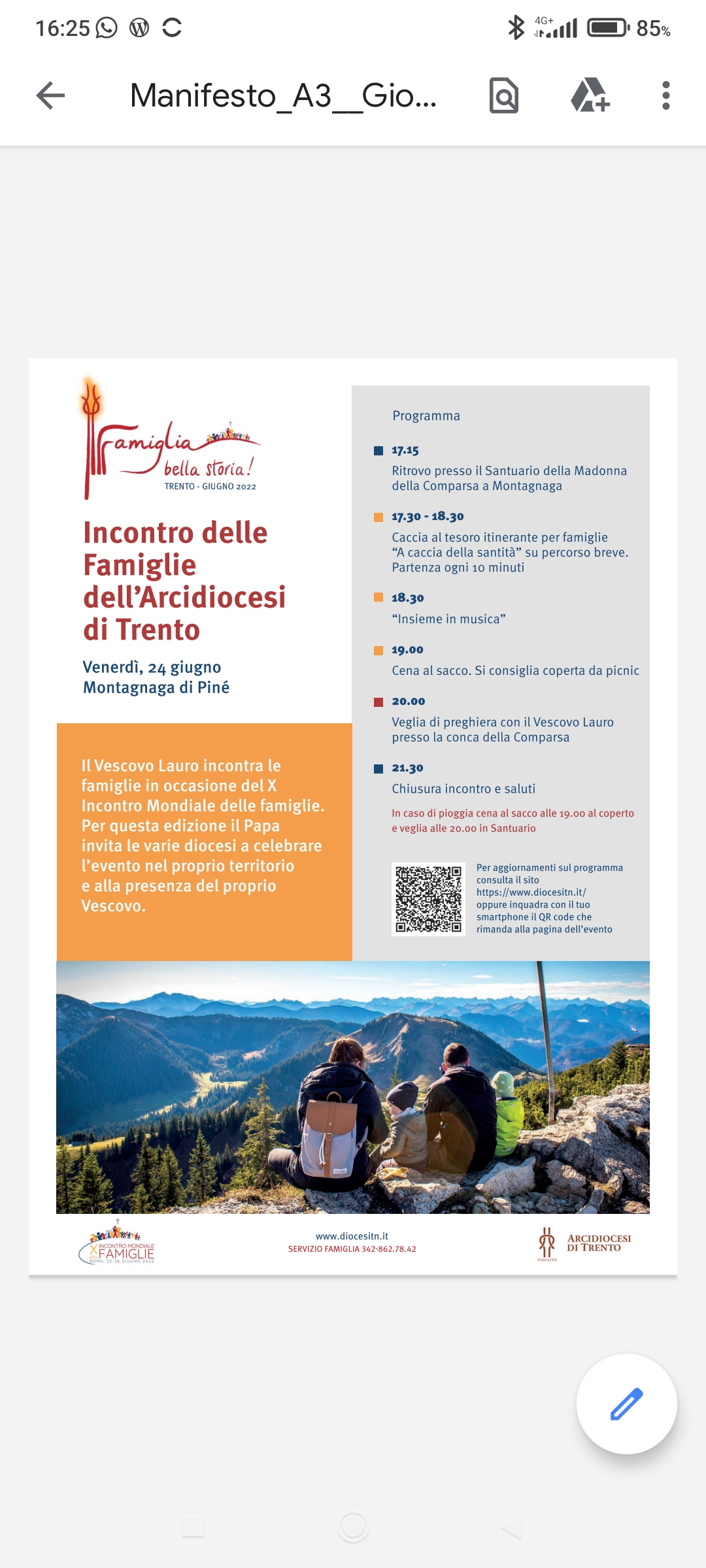 Incontro delle famiglie dell’Arcidiocesi di Trento