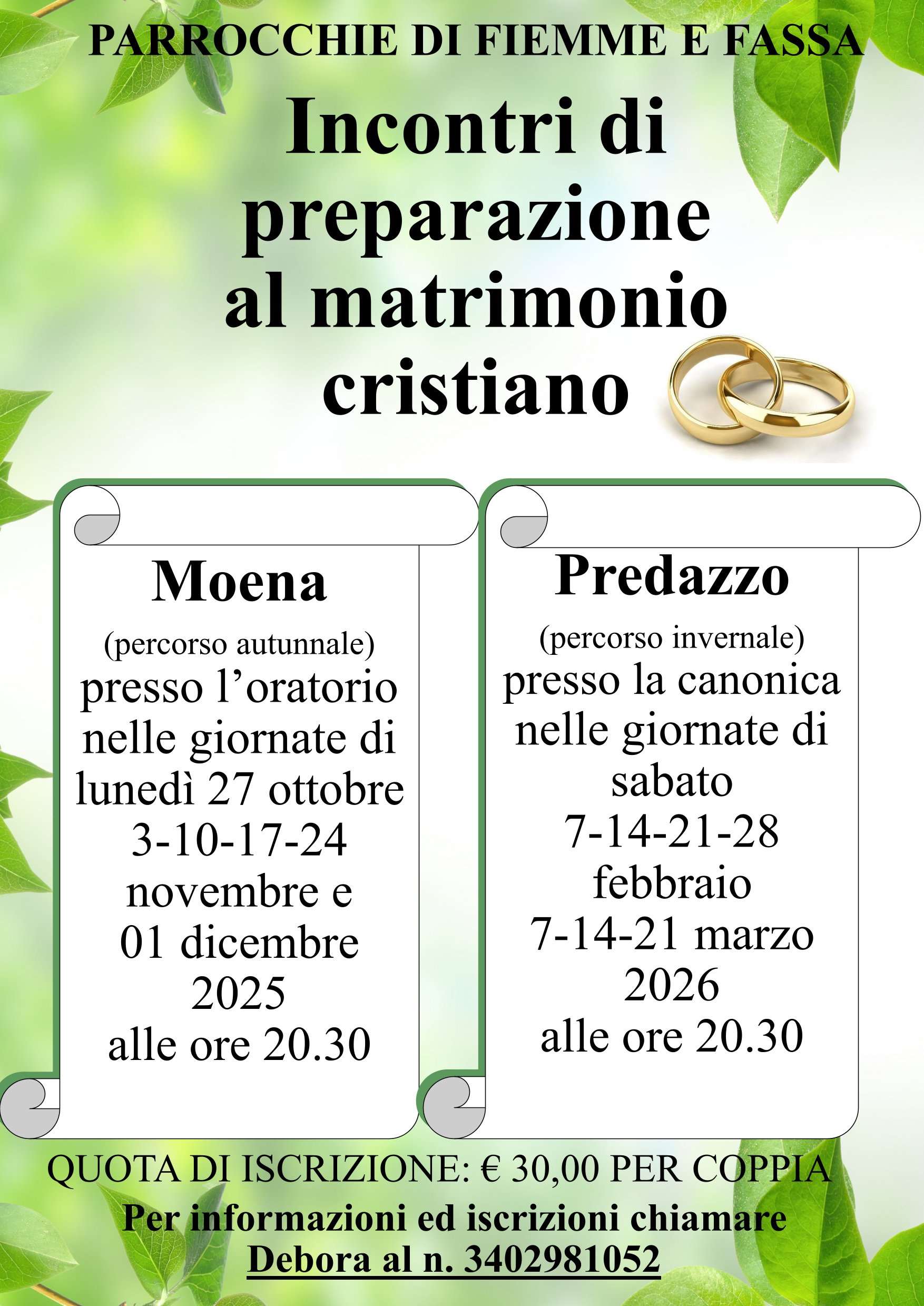 INCONTRI DI PREPARAZIONE AL MATRIMONIO CRISTIANO